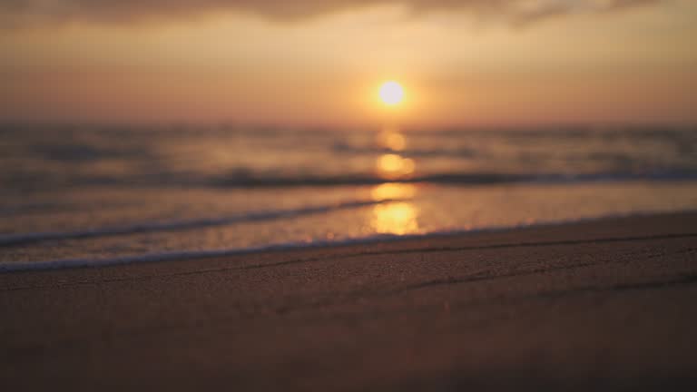 Beautiful sunset at the tropical beach with sound