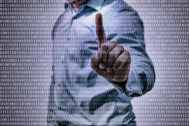istock Business man on the subject of software and computer science as a background or texture 1198462788