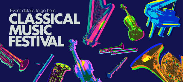 ilustrações, clipart, desenhos animados e ícones de ícones clássicos do instrumento musical - promenade concert