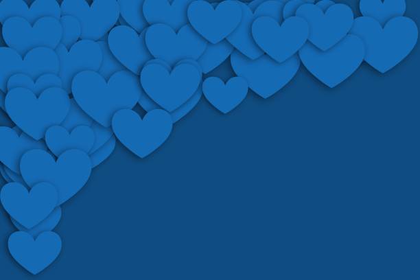 istock Classic blue background with many hearts of different sizes. Vector illustration template for valentines day 1198469195