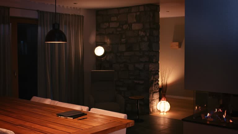 Lighting equipment in dining room at smart home