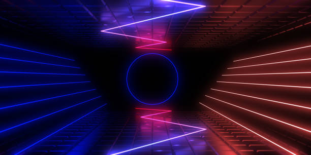 istock 3D abstract background with neon lights. neon tunnel.3d illustration 1198474658