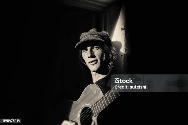 The Guitar Player Stock Photo - Download Image Now - Rock Musician, Retro Style, Old-fashioned