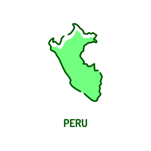 Peru map color line icon. Border of the country. Pictogram for web page, mobile app, promo. UI UX GUI design element. Editable stroke. Peru map color line icon. Border of the country. Pictogram for web page, mobile app, promo. UI UX GUI design element. Editable stroke peruvian clip art stock illustrations