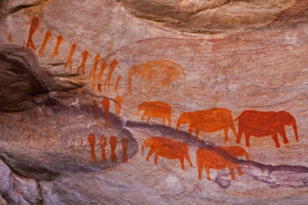 Cederberg San Rock Art Historical San Rock Art near the Stadsaal Caves in the Cederberg. Western Cape, South Africa. There is no record of elephants occuring in this area. cederberg mountains photos stock pictures, royalty-free photos & images