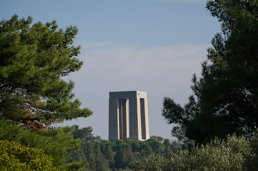 Gelibolu, Canakkale, Turkey - 28 October, 2019: Martyrs Memorial (Turkish; Çanakkale Şehitleri Anıtı). National veteran's war memorial in Çanakkale, Turkey.