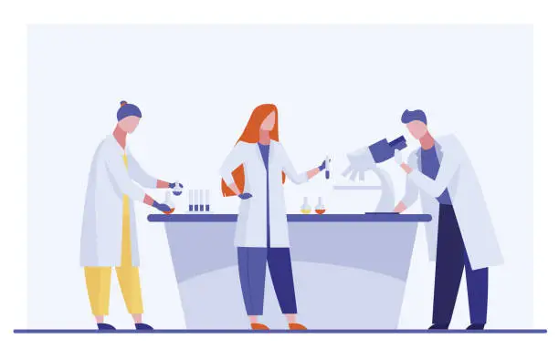 Vector illustration of Lab assistants doing research