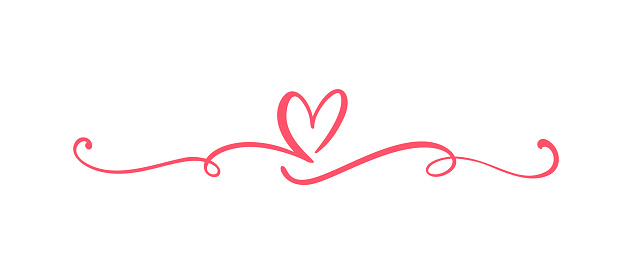 Heart love sign logo. Design flourish element valentine card for divider. Vector illustration. Infinity Romantic symbol wedding. Template for t shirt, card, poster.