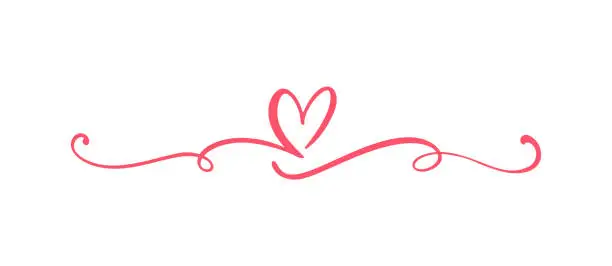 Vector illustration of Heart love sign logo. Design flourish element valentine card for divider. Vector illustration. Infinity Romantic symbol wedding. Template for t shirt, card, poster