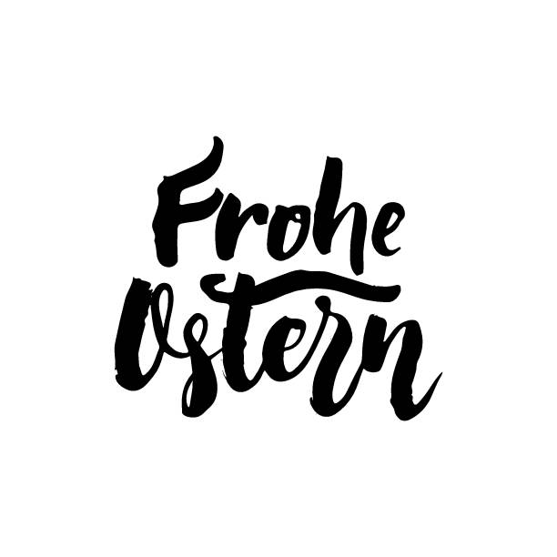 弗羅赫·奧斯特恩 - 德國復活節手繪書法短語孤立在白色背景上。橫幅、賀卡、海報設計、照片疊加的有趣畫筆墨蹟向量插圖 - ostern 幅插畫檔、美工圖案、卡通及圖標