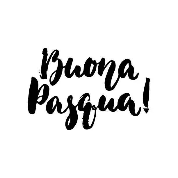 Vector illustration of Buona Pasqua - Italian Happy Easter hand drawn lettering calligraphy phrase isolated on white background. Fun brush ink vector illustration for banners, greeting card, poster design, photo overlays