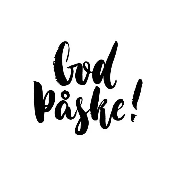 Vector illustration of God Paske - Danish Happy Easter hand drawn lettering calligraphy phrase isolated on white background. Fun brush ink vector illustration for banners, greeting card, poster design, photo overlays