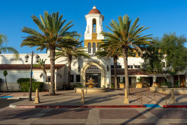 Laguna Hills Civic Center building in a California Mission architecture design stock photo