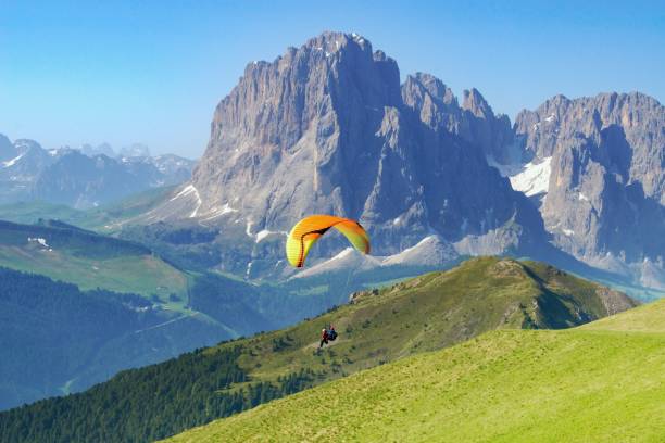 istock Beautiful summer mountain scenery with flying parachute, Dolomites Italy 1198491301