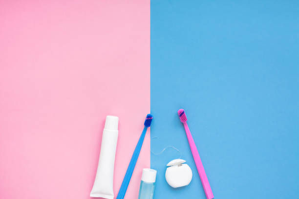 istock Teeth hygiene and oral care products flatlay 1198496965