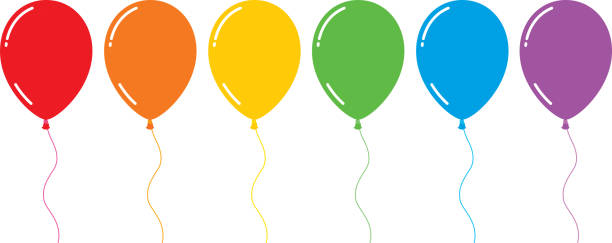 Colorful Shiny Flat Balloons Vector illustration of six shiny flat rainbow colored balloons. balloon stock illustrations