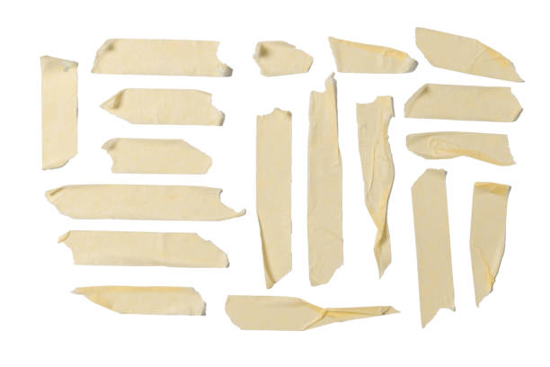 istock Yellow sticky tape collection, duct strips isolated on white background 1198503550