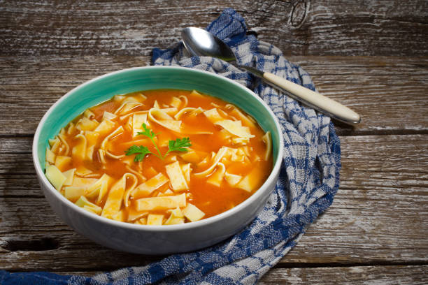 istock Tomato soup with noodles in a bowl. 1198503623