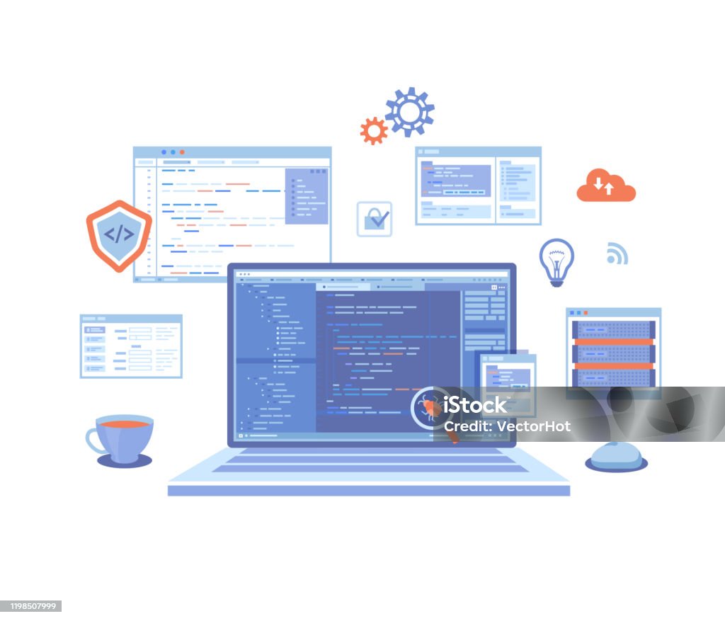 Web Development Programming Coding Laptop With Program Code On The ...
