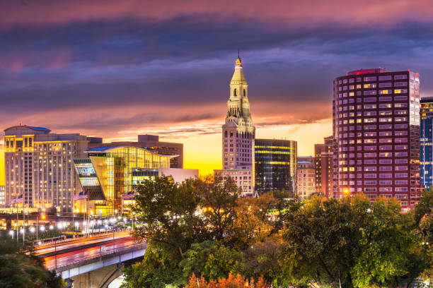istock Hartford, Connecticut, USA downtown skyline at dusk 1198508875