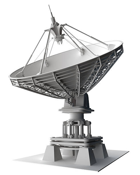 istock Satellite dishes antenna - Doppler radar isolated on white 119851071