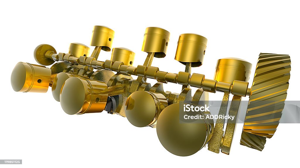 Gold Tree Engine V12 Gold Engine 3d Isolated On White Stock Photo - Download Image Now ...