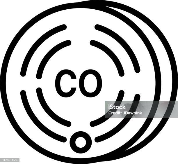 Home Efficiency Modern Carbon Monoxide Detector Icon In Thin Line Style Stock Illustration - Download Image Now