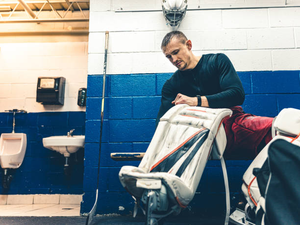 istock Pro Hockey goalie after the training 1198518469