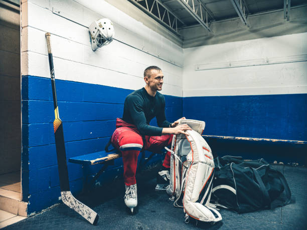 Pro Hockey goalie after the training