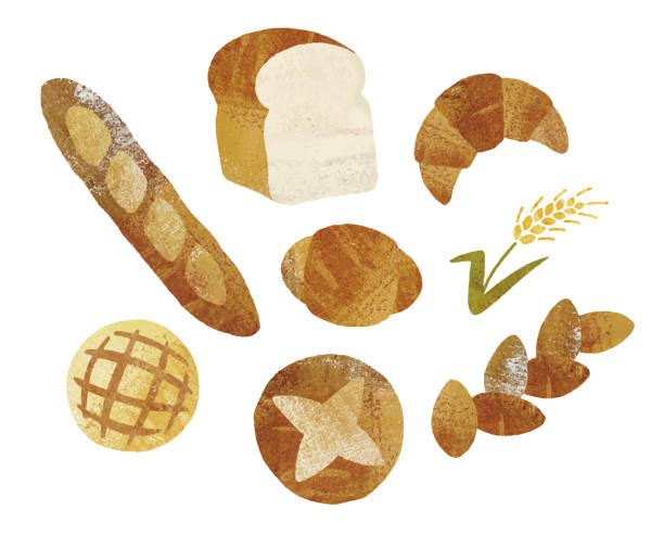 パンの 水彩画 - 食パン点のイラスト素材／クリップアート素材／マンガ素材／アイコン素材
