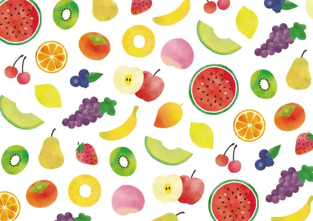 Vector illustration of Fruits pattern watercolor