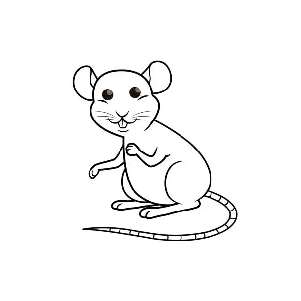 Vector illustration of Vector illustration of rat isolated on white background. For kids coloring book.