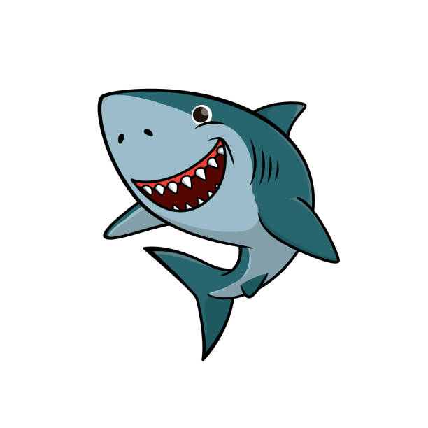 wektorowa ilustracja rekina wyizolowanego na białym tle. - fish sea life sea animals hunting stock illustrations