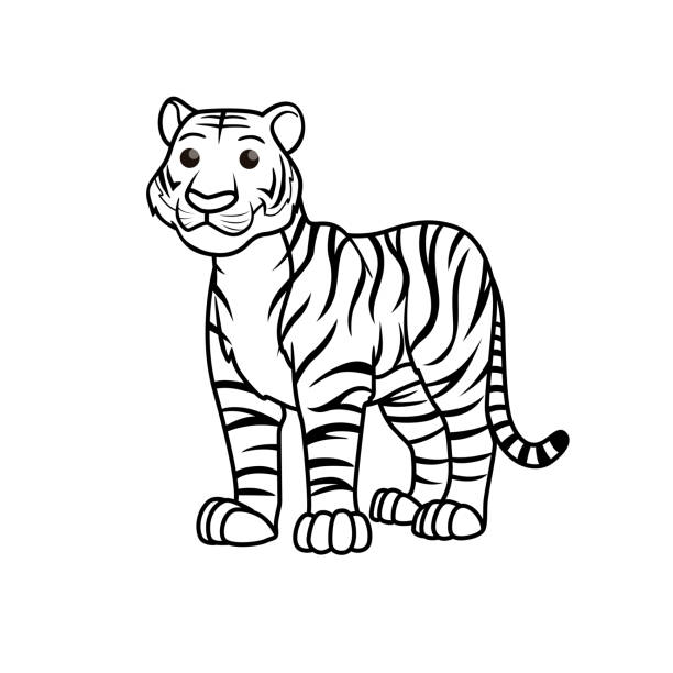 Ilustración de Ilustración Vectorial De Tigre Aislado Sobre Fondo Blanco Para  Niños Libro Para Colorear y más Vectores Libres de Derechos de Tigre -  iStock
