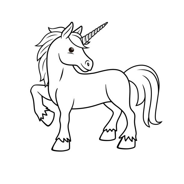 Vector illustration of unicorn isolated on white background. For kids coloring book. Vector illustration of unicorn isolated on white background. For kids coloring book. unicorn coloring pages stock illustrations
