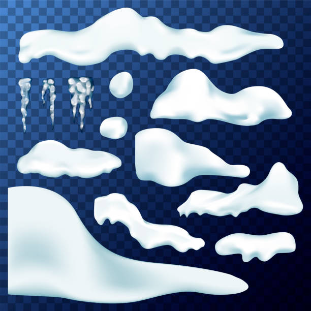 istock Vector set of snow caps, icicles, snowballs and snowdrift isolated on transparent background. Winter decorations. Game art elements. Vector illustration EPS 10. 1198530584