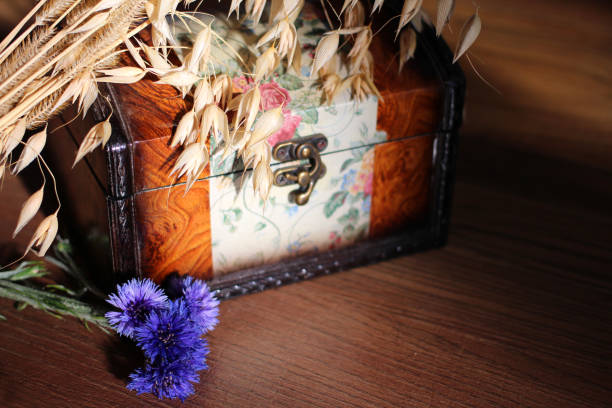 istock antique decorative box decorated with ornaments with ears and blue flowers 1198542021