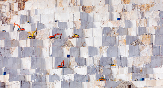 Vehicles Working in a Marble Quarry