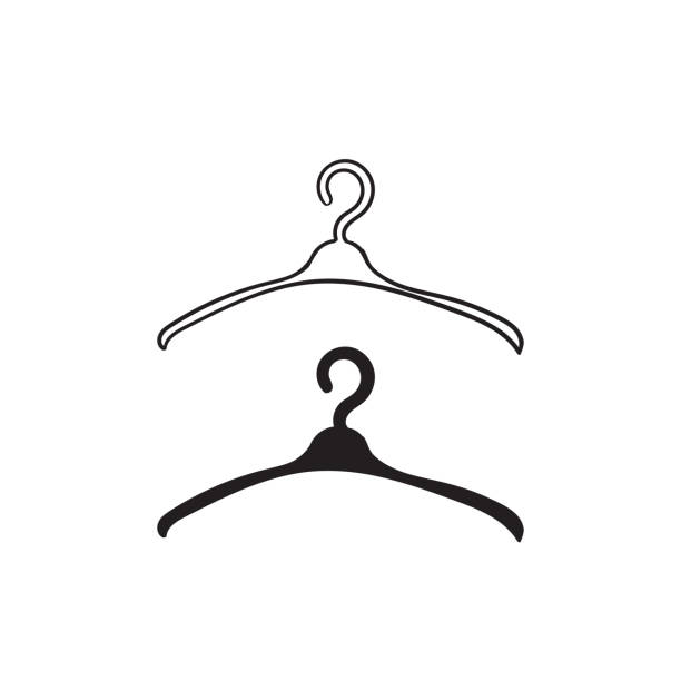 ilustrações de stock, clip art, desenhos animados e ícones de hand drawn doodle clothes hanger. hanger icon vector isolated on white background - textile textile industry warehouse store