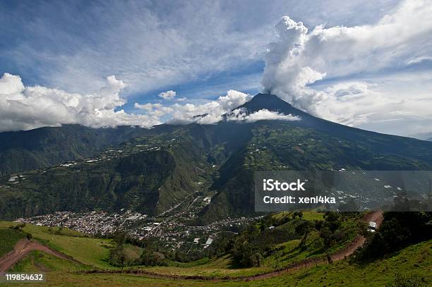 City Baños On The Foothills Of Volcano Tungurahua Recovery Path Stock Photo - Download Image Now