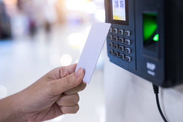 istock Finger print and key card scan for enter security system. 1198547315