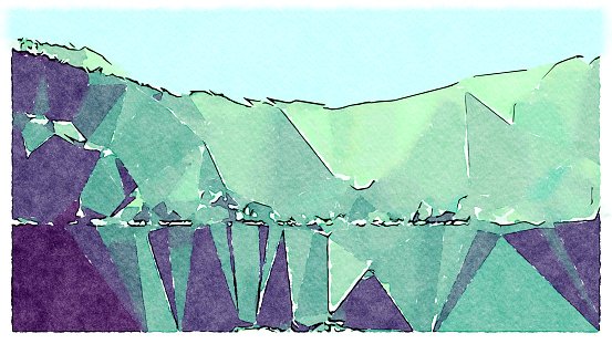 This is my Photographic Image of a Mountain Landscape Horizon in a Watercolour Effect. Because sometimes you might want a more illustrative image for an organic look.