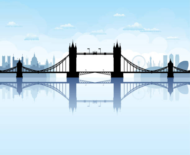 illustrazioni stock, clip art, cartoni animati e icone di tendenza di tower bridge, londra (tutti gli edifici sono completi e spostabili) - london bridge