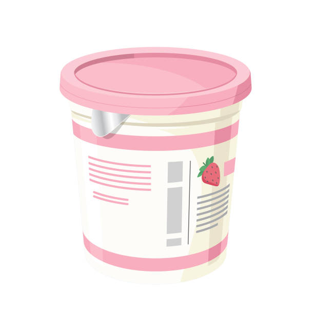 ilustrações de stock, clip art, desenhos animados e ícones de strawberry yogurt - yogurt container