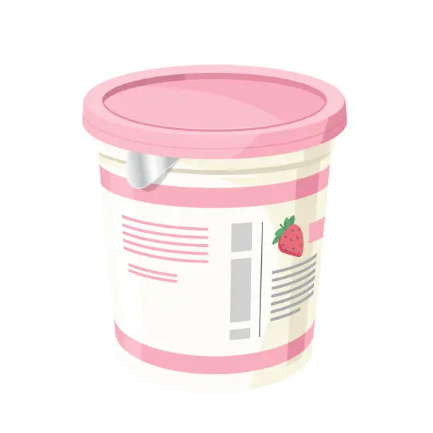 Vector illustration of strawberry yogurt