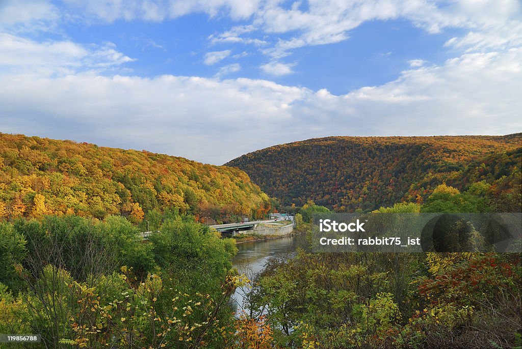 Delaware Water Gap panorama in Autumn  Pennsylvania Stock Photo