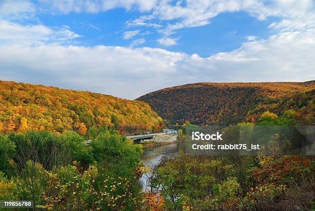 Delaware Water Gap Panorama In Autumn Stock Photo - Download Image Now - Pennsylvania, Delaware - US State, Autumn