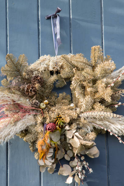 istock Rural Festive Wreath on Front Door 1198570606