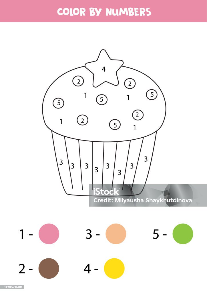 Vetores de Cor Cupcake Bonito Por Números Jogo Educativo Para Crianças  Página Para Colorir e mais imagens de Amarelo - iStock