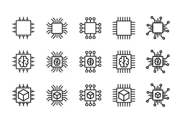 Vector illustration of Icon set of chip.